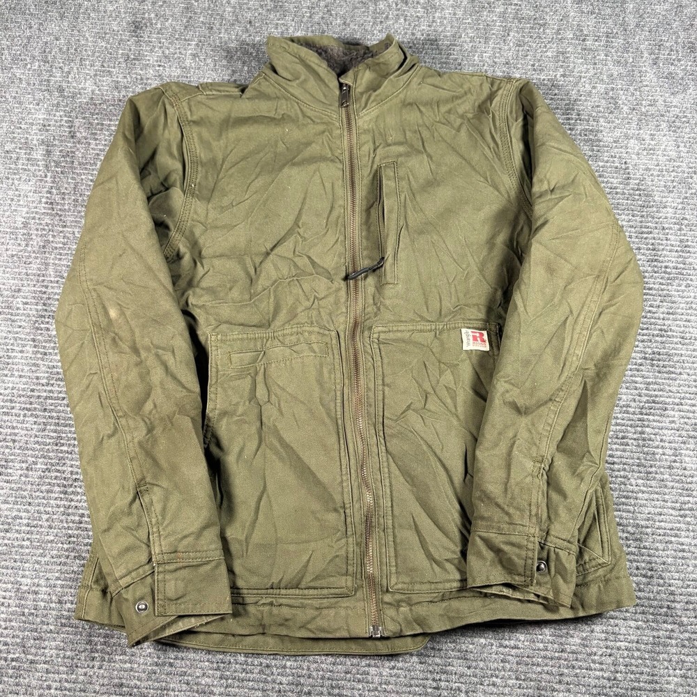Wrangler Riggs Workwear Jacket Mens Small Olive Green Excellent Sherpa Lined